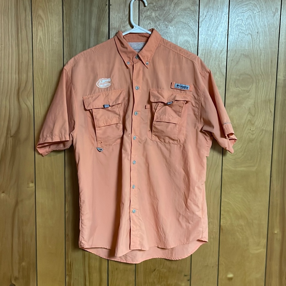 Men’s medium Columbia PFG peach short sleeve shirt UF Gators Florida FL